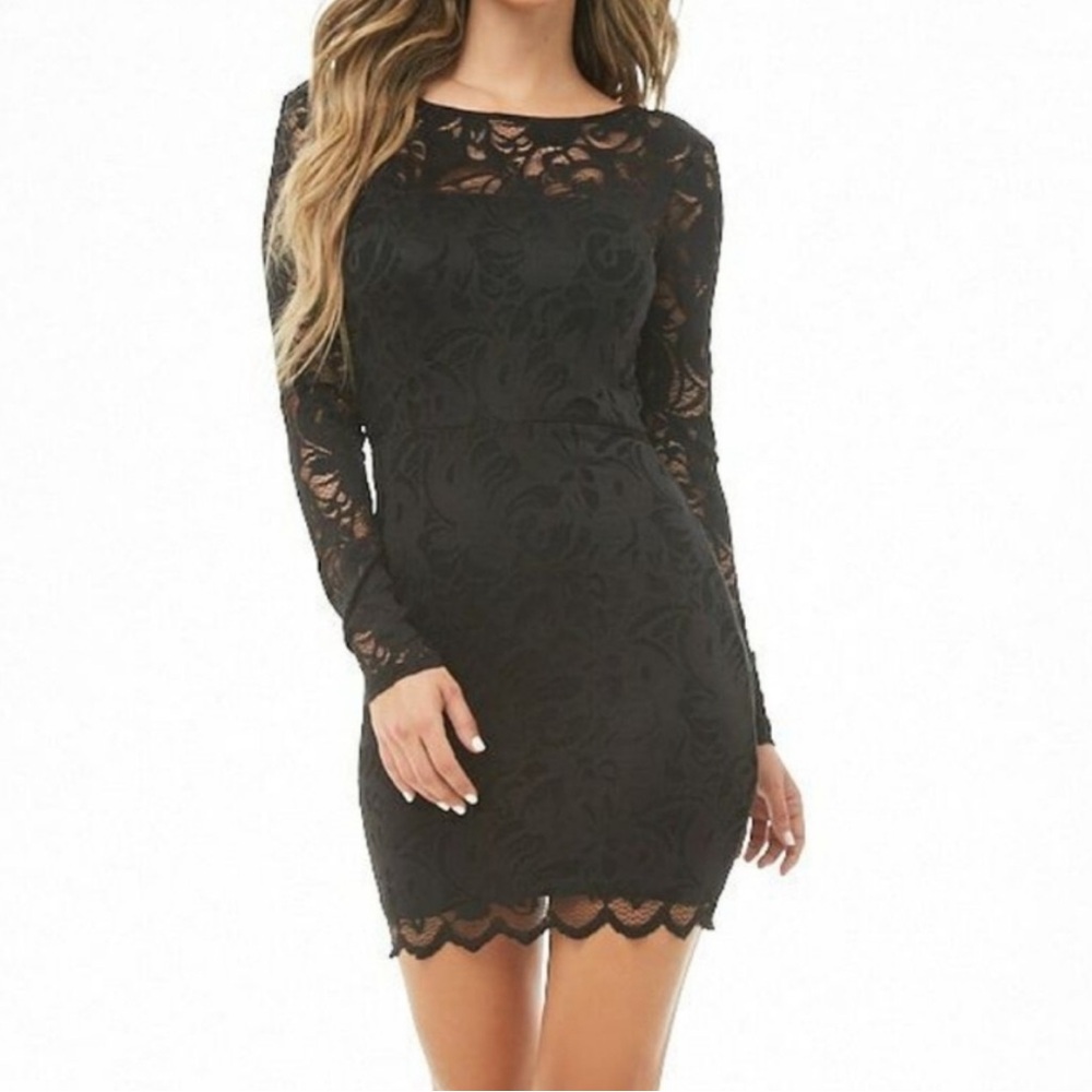 Forever 21 black bodycon lace dress NWT